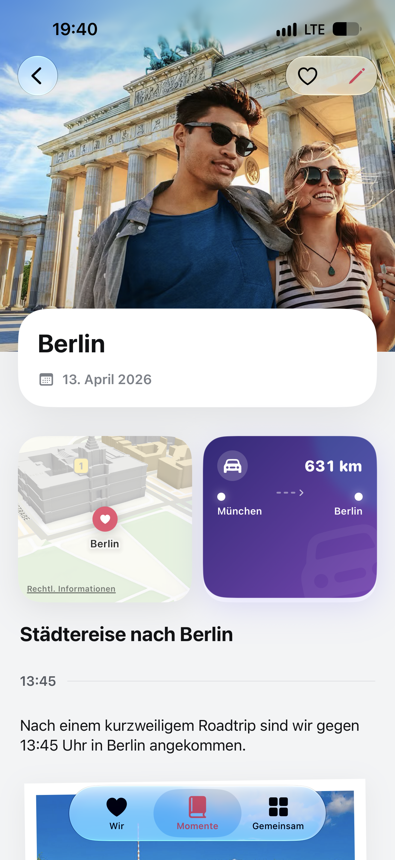 Persönlicher Berlin-Tagebucheintrag mit Titelbild, Karte, Reise und Text